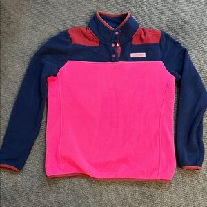 Vineyard Vines womens Navy and Pink Fleece color blocked.